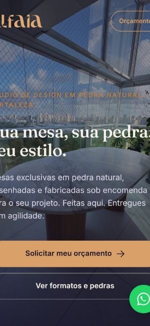 Site da Alfaia Design no celular