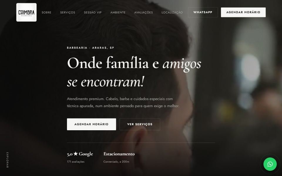 Site da Barbearia Coimbra no computador