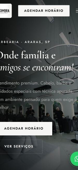 Site da Barbearia Coimbra no celular
