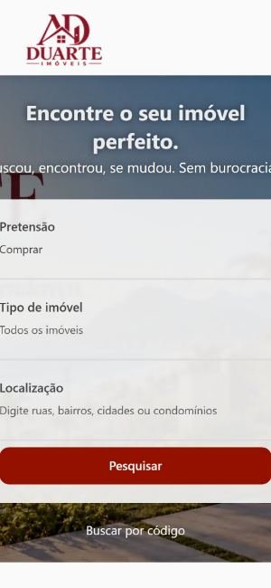 Site da Duarte Imóveis no celular