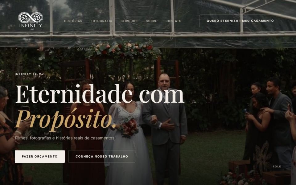 Site da Infinity Filmz no computador
