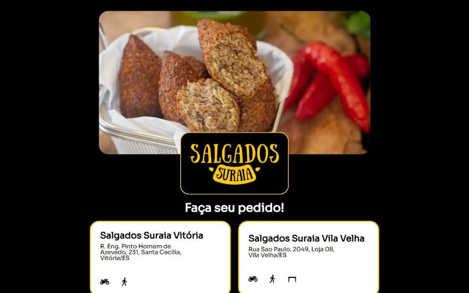 Site do Salgados Suraia no computador